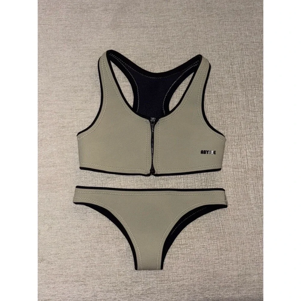Abysse Jenna Bikini Set Pearl Black Neoprene Surf Wet Suit 2mm Size Small